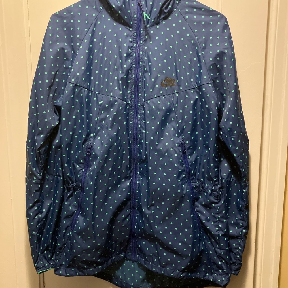 Nike Women's Blue and Teal Polka Dot Raincoat